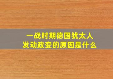 一战时期德国犹太人发动政变的原因是什么