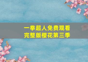 一拳超人免费观看完整版樱花第三季