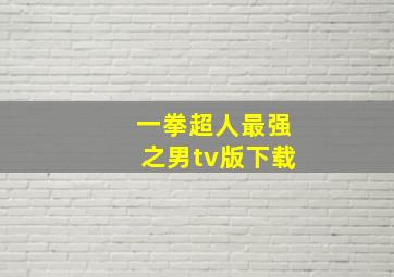 一拳超人最强之男tv版下载