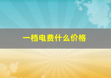 一档电费什么价格