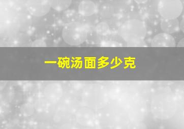 一碗汤面多少克