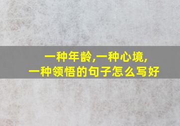 一种年龄,一种心境,一种领悟的句子怎么写好