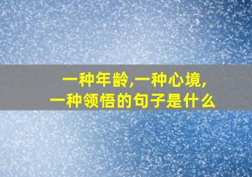 一种年龄,一种心境,一种领悟的句子是什么