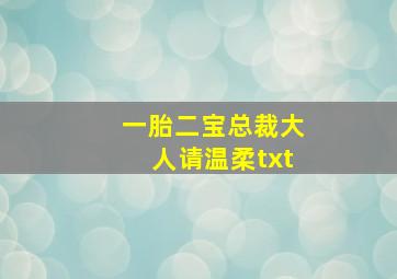 一胎二宝总裁大人请温柔txt