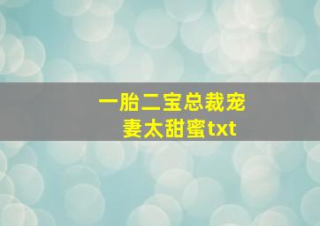 一胎二宝总裁宠妻太甜蜜txt