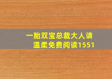 一胎双宝总裁大人请温柔免费阅读1551