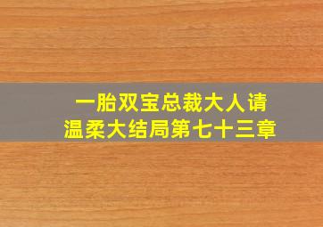 一胎双宝总裁大人请温柔大结局第七十三章