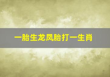 一胎生龙凤胎打一生肖