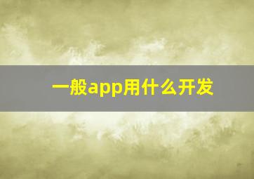 一般app用什么开发