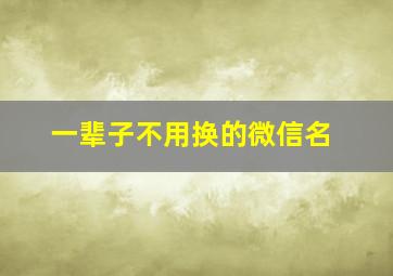 一辈子不用换的微信名