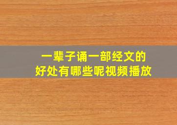 一辈子诵一部经文的好处有哪些呢视频播放