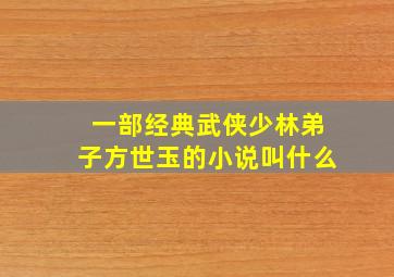 一部经典武侠少林弟子方世玉的小说叫什么