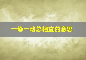 一静一动总相宜的意思