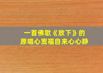 一首佛歌《放下》的原唱心宽福自来心心静