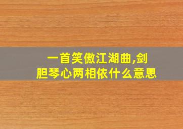 一首笑傲江湖曲,剑胆琴心两相依什么意思