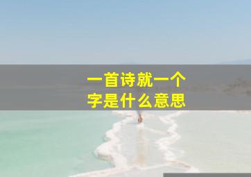 一首诗就一个字是什么意思