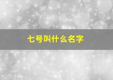 七号叫什么名字