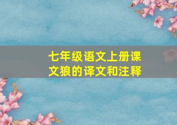 七年级语文上册课文狼的译文和注释