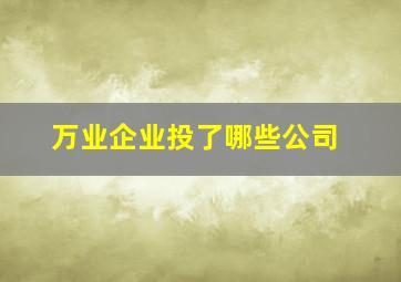 万业企业投了哪些公司