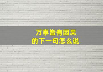 万事皆有因果的下一句怎么说