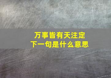 万事皆有天注定下一句是什么意思