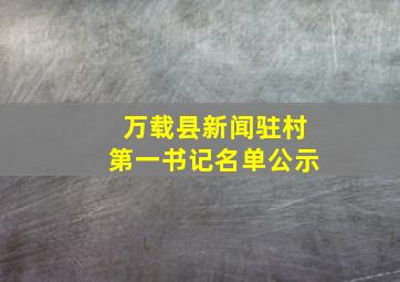 万载县新闻驻村第一书记名单公示