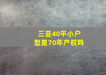 三亚40平小户型是70年产权吗