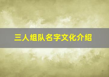 三人组队名字文化介绍