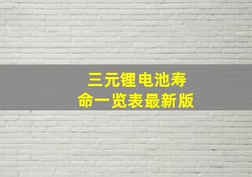 三元锂电池寿命一览表最新版