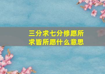 三分求七分修愿所求皆所愿什么意思