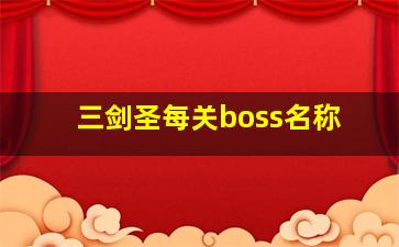 三剑圣每关boss名称