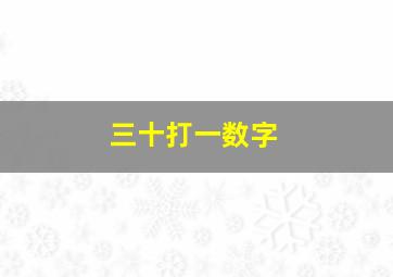 三十打一数字