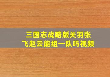 三国志战略版关羽张飞赵云能组一队吗视频