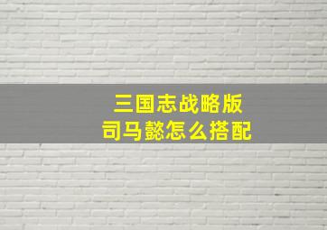 三国志战略版司马懿怎么搭配