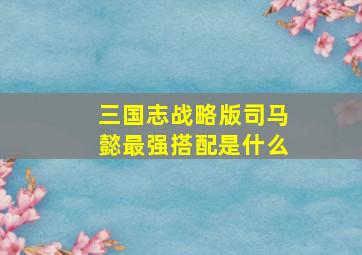 三国志战略版司马懿最强搭配是什么