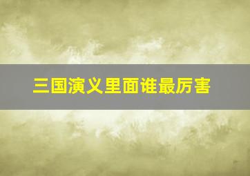 三国演义里面谁最厉害