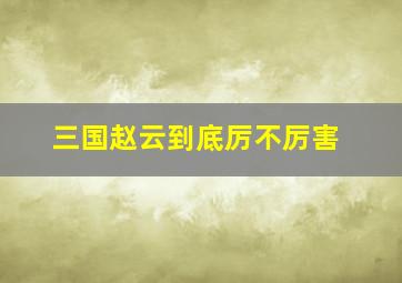 三国赵云到底厉不厉害