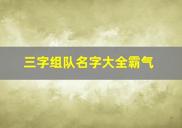 三字组队名字大全霸气