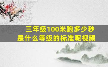 三年级100米跑多少秒是什么等级的标准呢视频