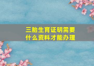 三胎生育证明需要什么资料才能办理