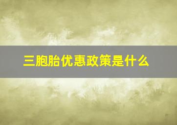 三胞胎优惠政策是什么