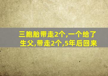 三胞胎带走2个,一个给了生父,带走2个,5年后回来