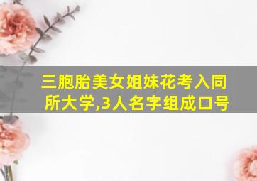 三胞胎美女姐妹花考入同所大学,3人名字组成口号