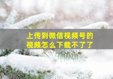 上传到微信视频号的视频怎么下载不了了