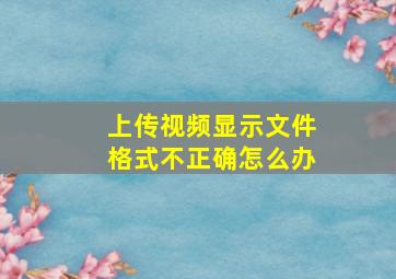 上传视频显示文件格式不正确怎么办