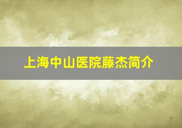 上海中山医院藤杰简介