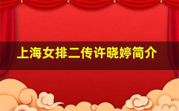 上海女排二传许晓婷简介