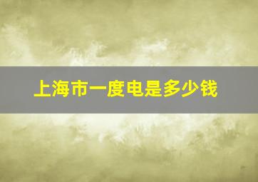 上海市一度电是多少钱