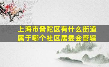 上海市普陀区有什么街道属于哪个社区居委会管辖