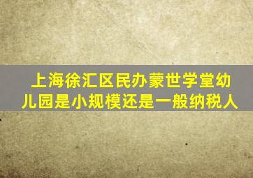 上海徐汇区民办蒙世学堂幼儿园是小规模还是一般纳税人